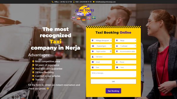 Landing page de Taxi en Nerja en trabajos realizados